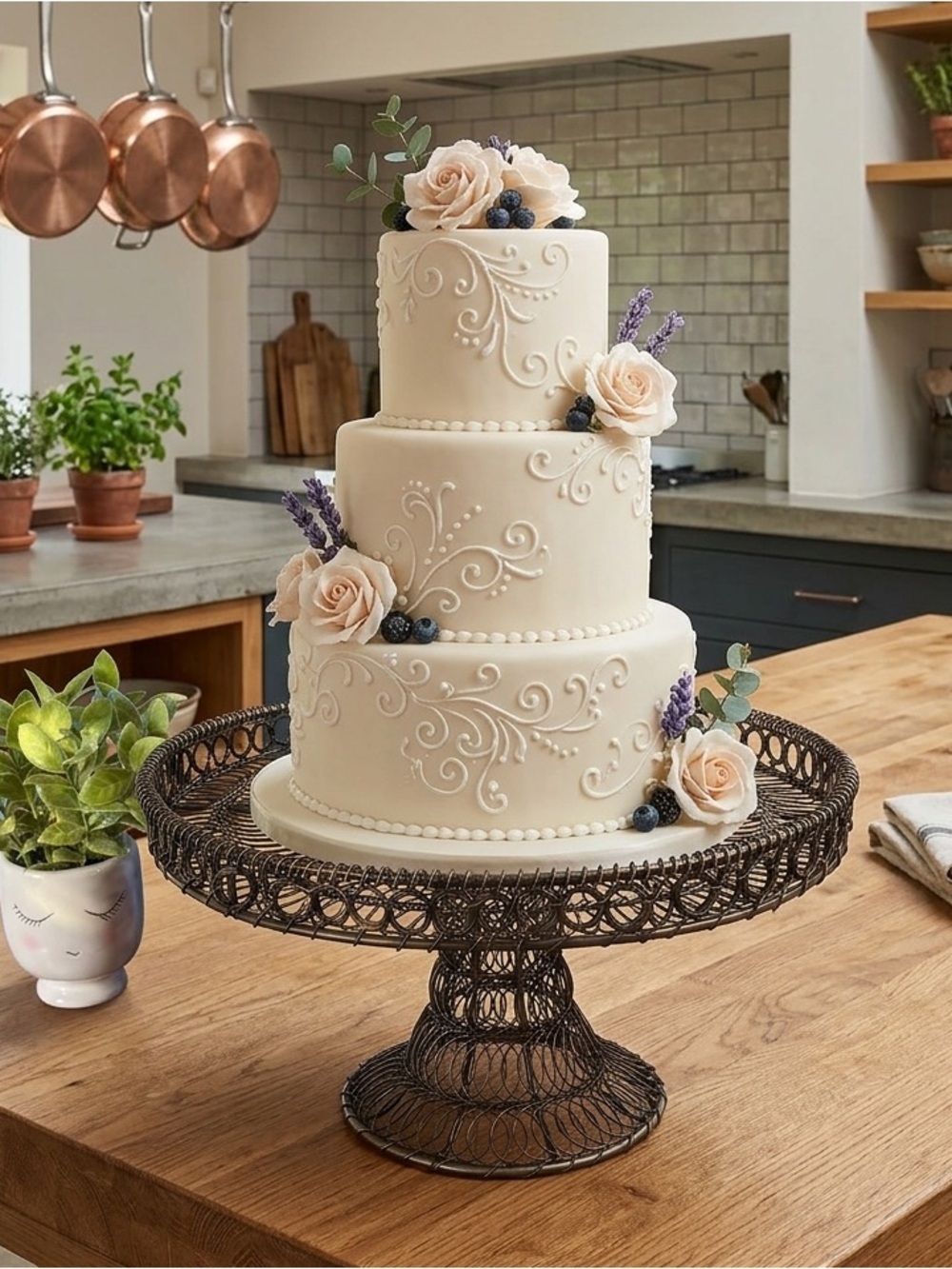 Elegant Black Metal Cake Stand